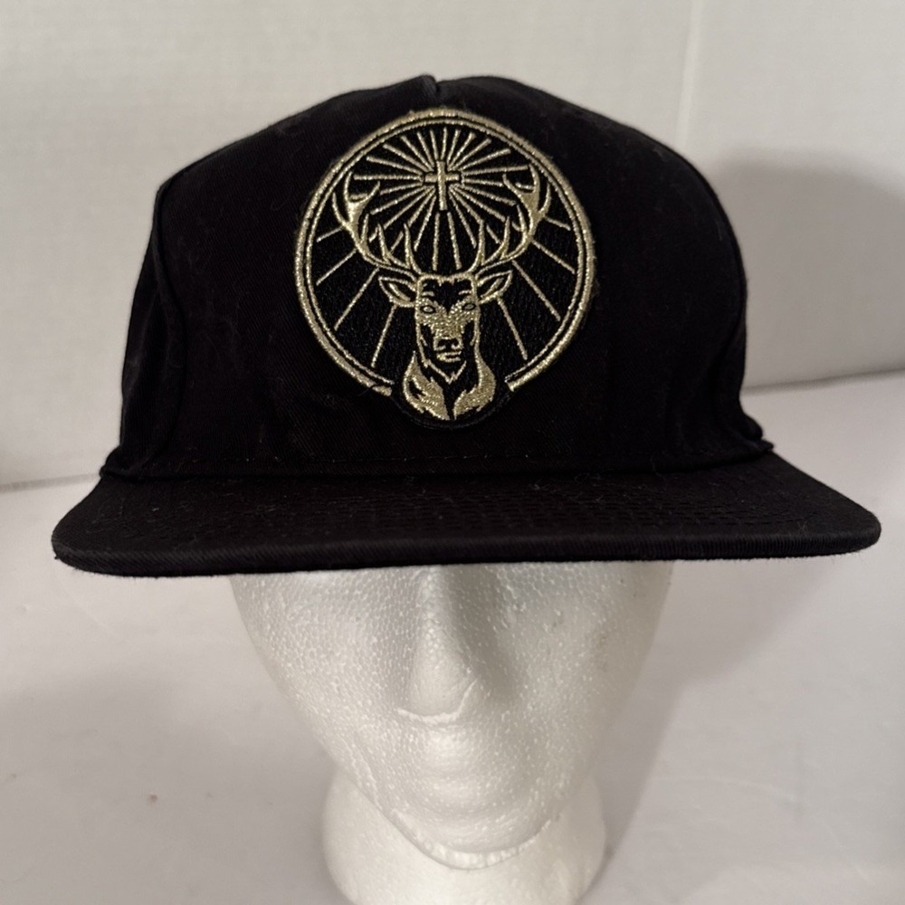 Jagermeister Hat Black Snapback Embroidered Gold Logo Adjustable Cap